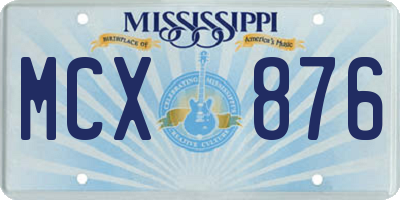 MS license plate MCX876