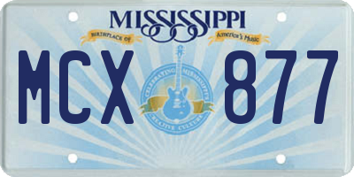 MS license plate MCX877