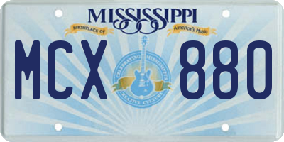 MS license plate MCX880