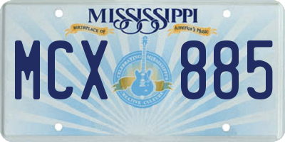 MS license plate MCX885