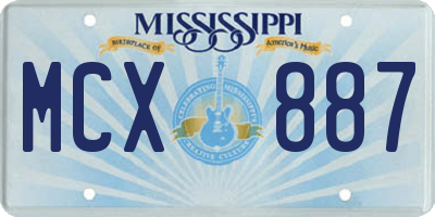 MS license plate MCX887