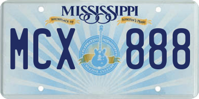 MS license plate MCX888