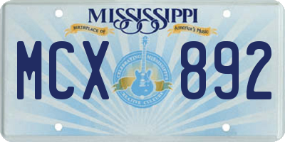 MS license plate MCX892