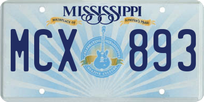 MS license plate MCX893