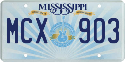 MS license plate MCX903
