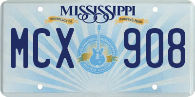 MS license plate MCX908