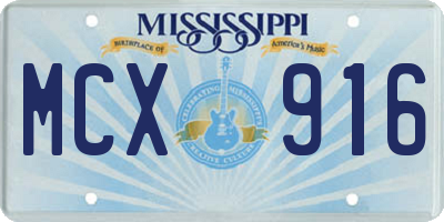 MS license plate MCX916