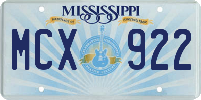 MS license plate MCX922