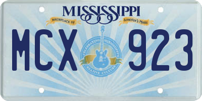 MS license plate MCX923