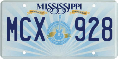 MS license plate MCX928