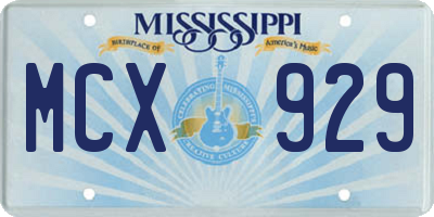 MS license plate MCX929