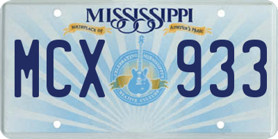 MS license plate MCX933