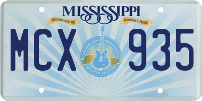 MS license plate MCX935
