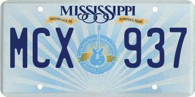 MS license plate MCX937
