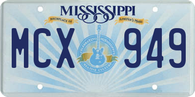 MS license plate MCX949