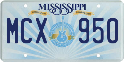 MS license plate MCX950