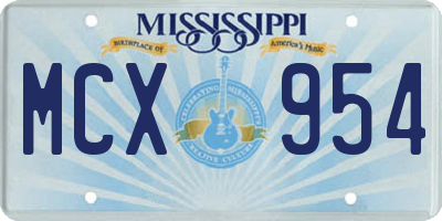 MS license plate MCX954