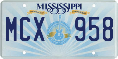 MS license plate MCX958