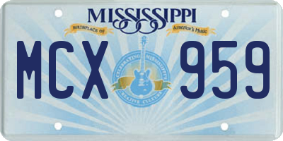 MS license plate MCX959