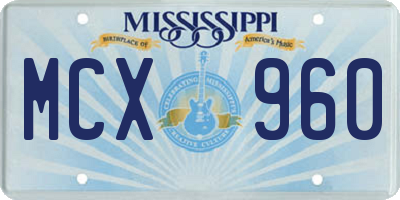 MS license plate MCX960
