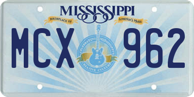 MS license plate MCX962
