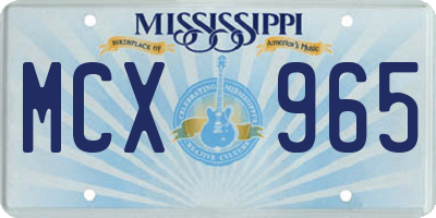 MS license plate MCX965