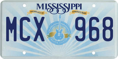 MS license plate MCX968