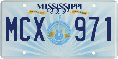 MS license plate MCX971