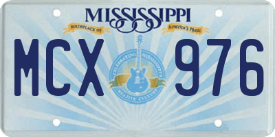 MS license plate MCX976