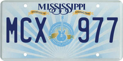 MS license plate MCX977