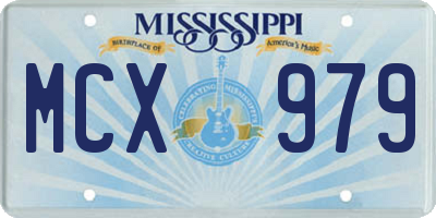 MS license plate MCX979