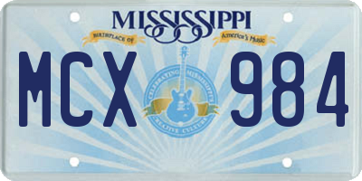 MS license plate MCX984