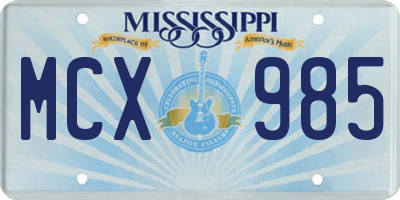 MS license plate MCX985
