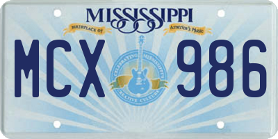 MS license plate MCX986