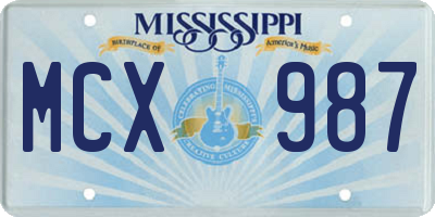 MS license plate MCX987