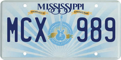 MS license plate MCX989