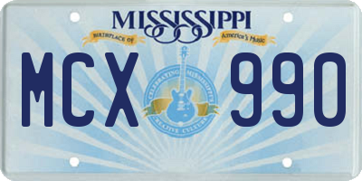 MS license plate MCX990