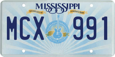 MS license plate MCX991