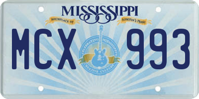 MS license plate MCX993