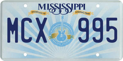 MS license plate MCX995