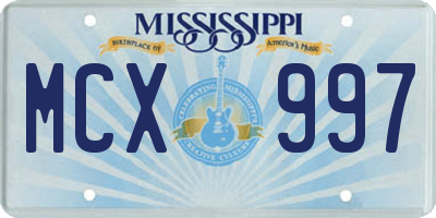 MS license plate MCX997