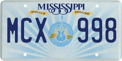 MS license plate MCX998