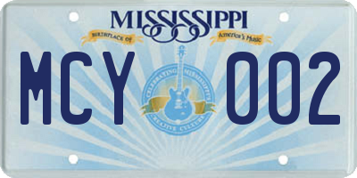 MS license plate MCY002