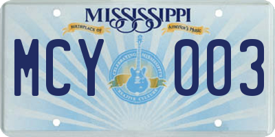 MS license plate MCY003