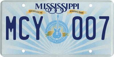 MS license plate MCY007