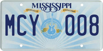 MS license plate MCY008