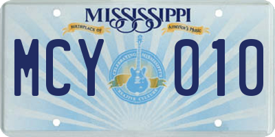 MS license plate MCY010