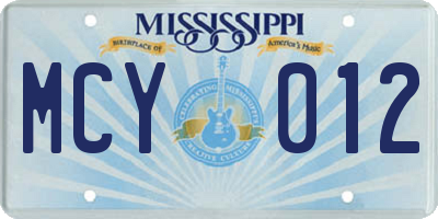 MS license plate MCY012