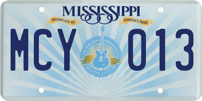 MS license plate MCY013