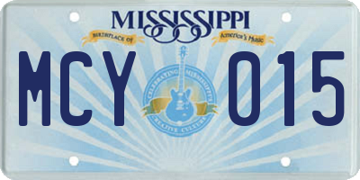 MS license plate MCY015
